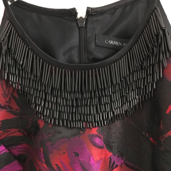 ✨sold✨ carmen marc valvo • magenta fringe dress - Picture 8 of 8